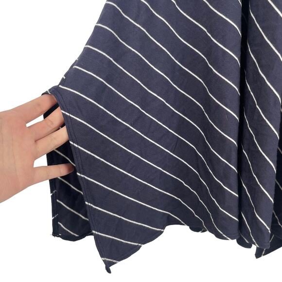 Comfy USA Striped V Neck Maxi Dress Soft Jersey Navy Blue - Picture 6 of 8